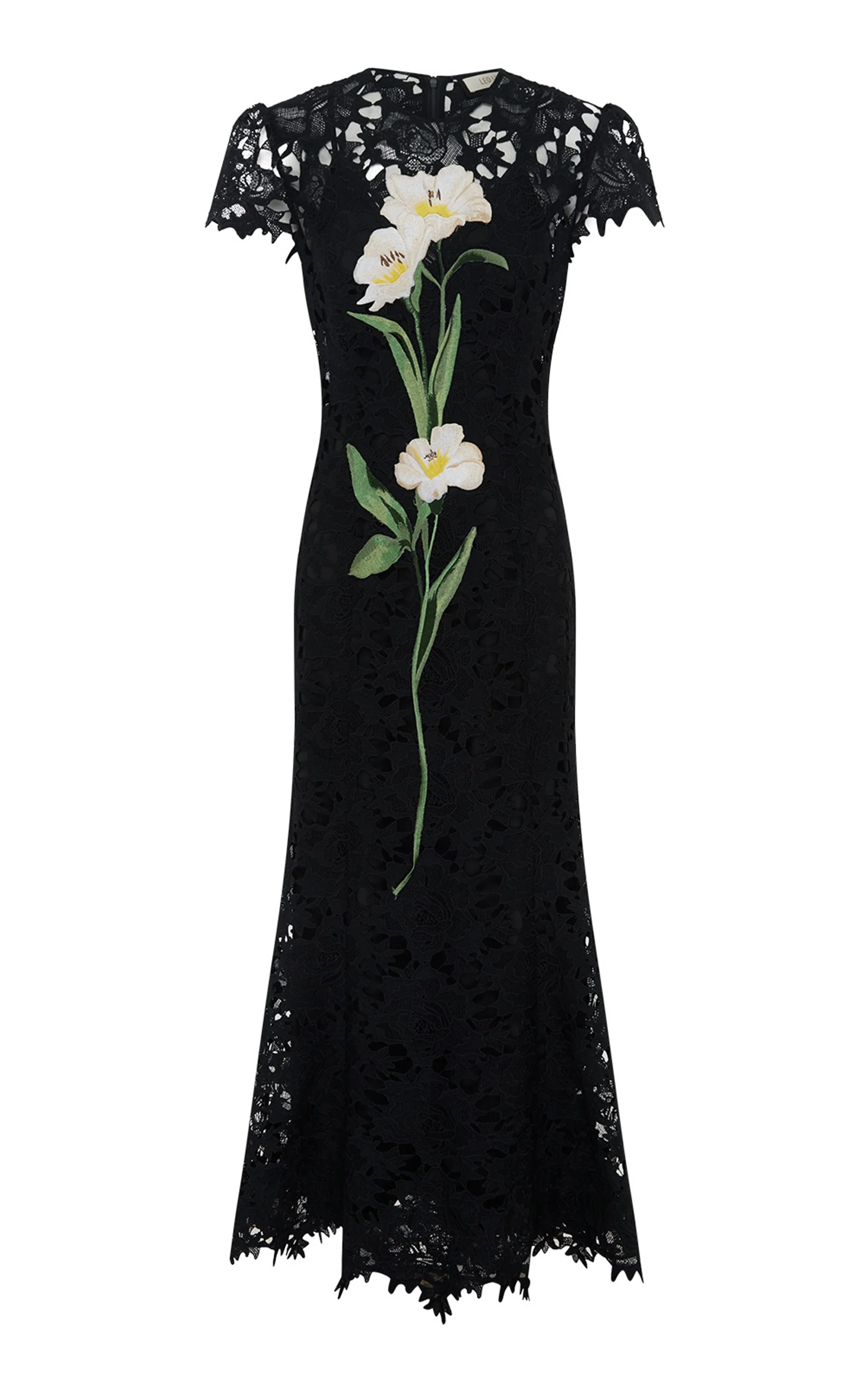 Leo Lin Monique Embroidered Lace Maxi Dress in Ebony — UFO No More